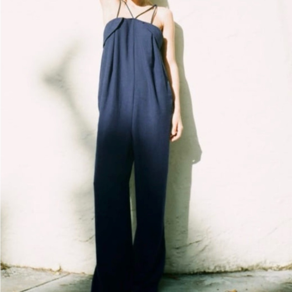 Zara flowy Navy Jumpsuit size L